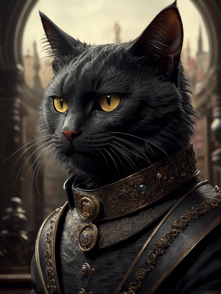 cat, in the style of Tim Burton and Tim Schafer