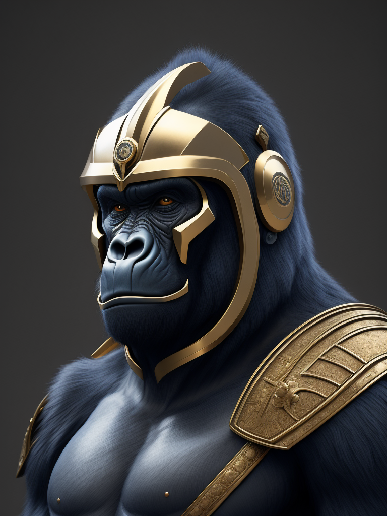 gorilla blue color with spartan helmet gold