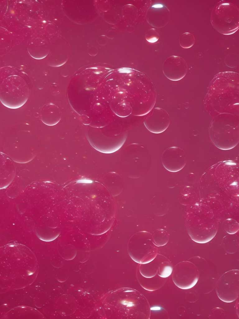 Texture of pink liquid with bubbles, pattern, background, top view, organic texture, seamless texture, rich colors, gradation of pink colors, macro photo, cluster of bubbles