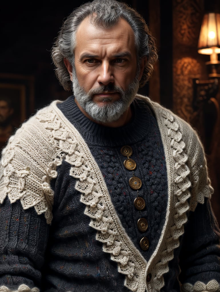 hirsute crocheted sweaters for sheeple, portrait