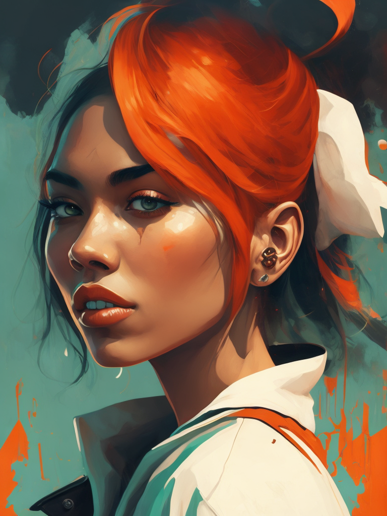 Abstract 1998 european blond hiphop girl by sachin teng x supreme, attractive, stylish, designer, green, asymmetrical, geometric shapes, graffiti, street art