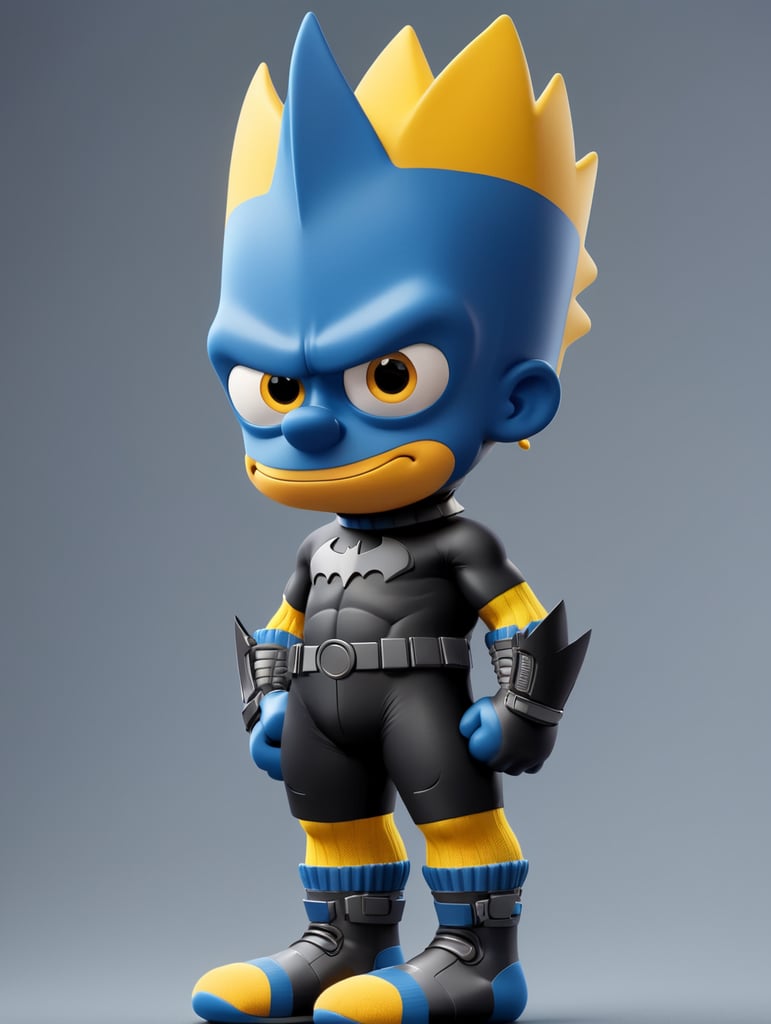 Bart simpson on batman suit wearing futuristic socks