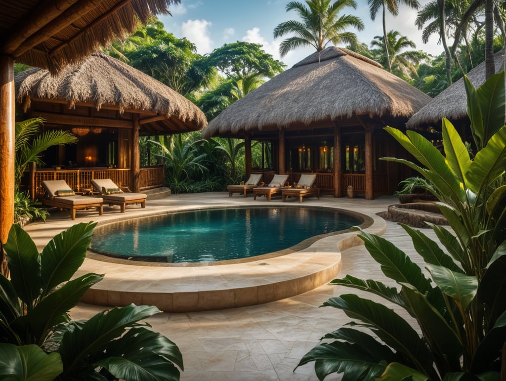 luxury eco lodge hotel tropical style with views to the jungle and sea