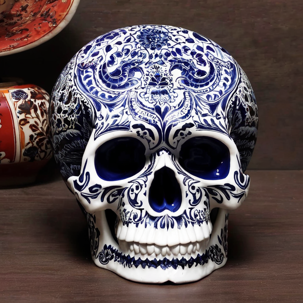 skull images art, ceramics, porcelain