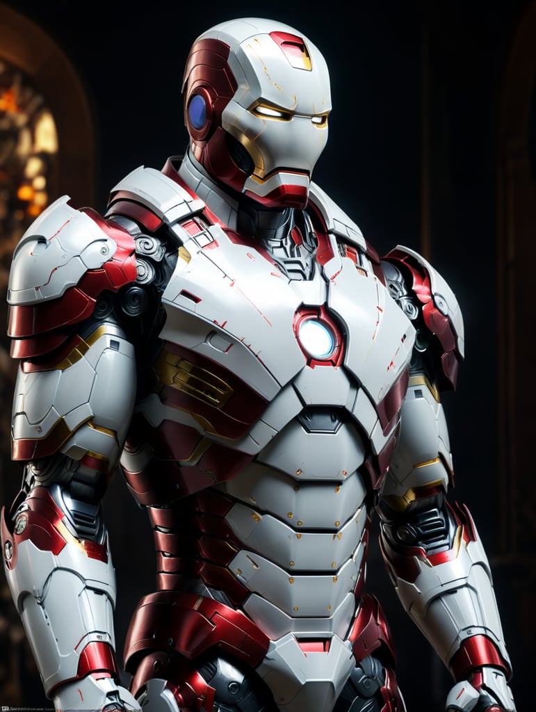 white man with iron man armor