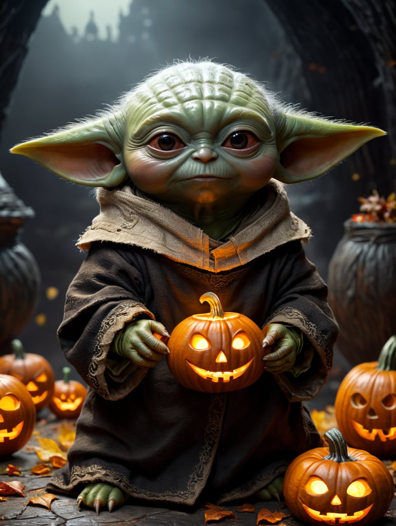 Grogu (baby Yoda) in halloween style