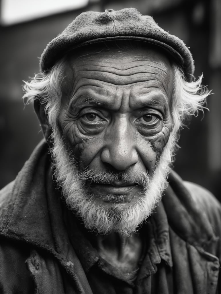 (Old homeless man portrait:1.2), messy beard, crazy, painful , RAW dramatic cinema, studio, 16mm, ((ilford delta 3200)), ((remarcable b )), (ultra realistic), textured skin, remarcable detailed pupils, ((realistic dull skin noise)), ((visible skin detail)), ((skin fuzz)), ((dry skin)), shoot with cinematic camera, fuji x-t4, hight contrast, Rembrandt light, (dim light:1.5), challenging the viewer