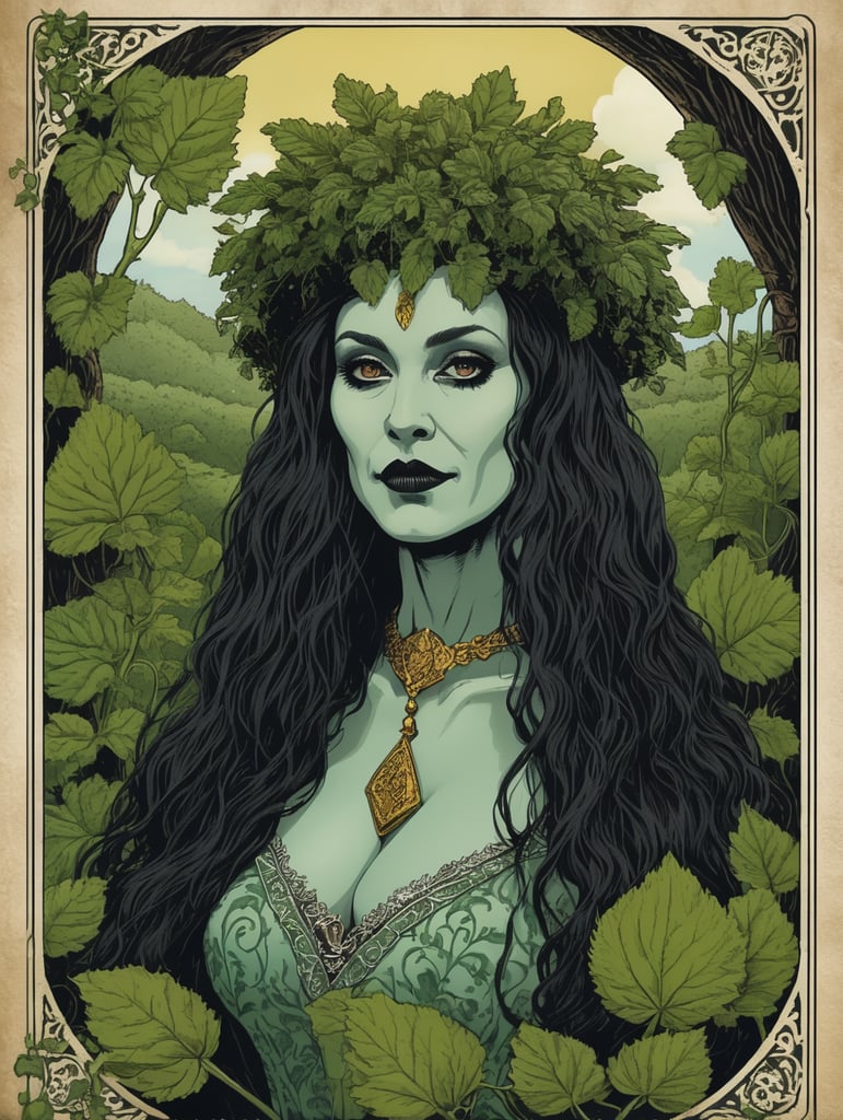 folk horror queen monster hirsute kudzu tarot card