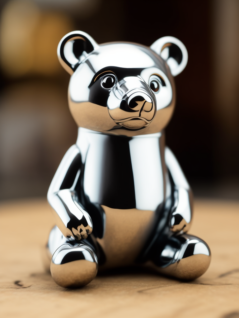 small chrome figure of a bear toy