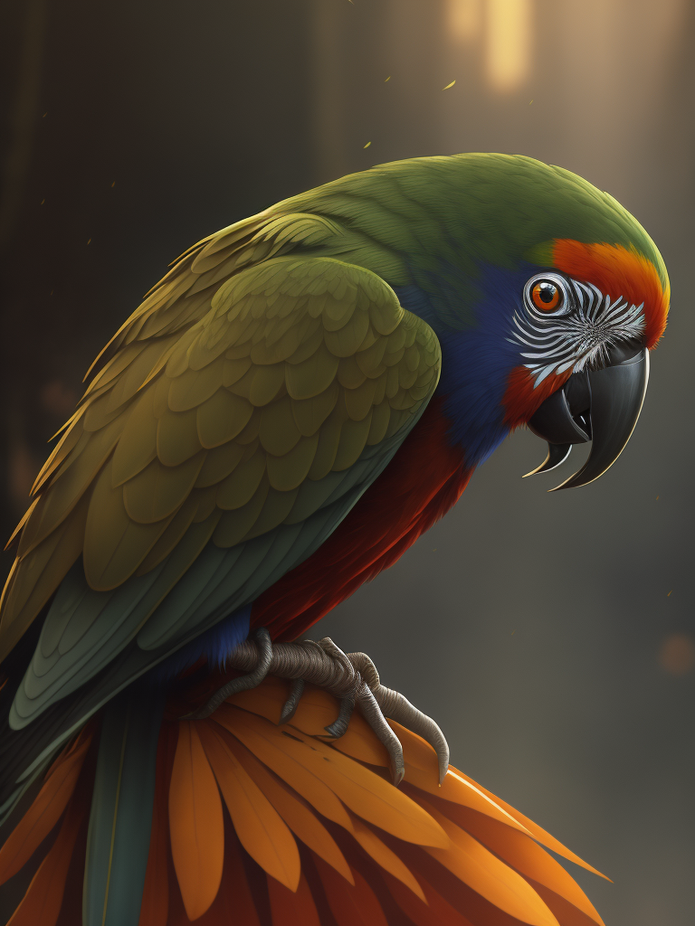 Parrot, ethereal, extremely high detail, photorealistic, cinematic lighting, artstation, octane render, art by zdzisław beksiński, painted by art by tsuyoshi nagano, greg rutkowski, artgerm, alphonse mucha, spike painting