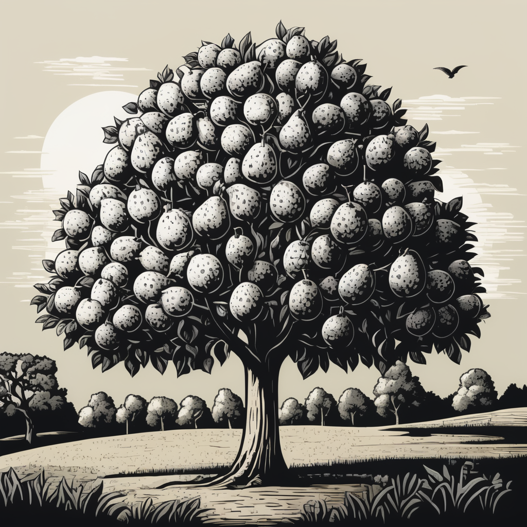 Premium Free ai Images | black and white vector illustration of pear ...