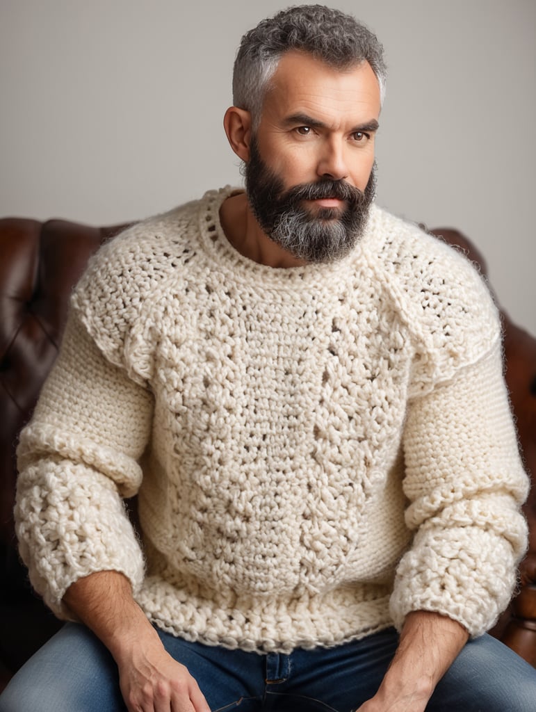 hirsute crocheted sweaters for sheeple, portrait