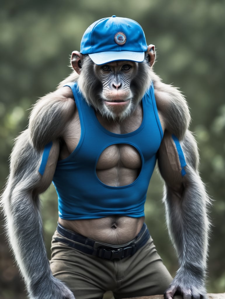 Premium Free ai Images | Fit Monkey Flexing its Strength