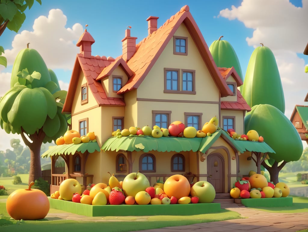 Cute house made of fruits