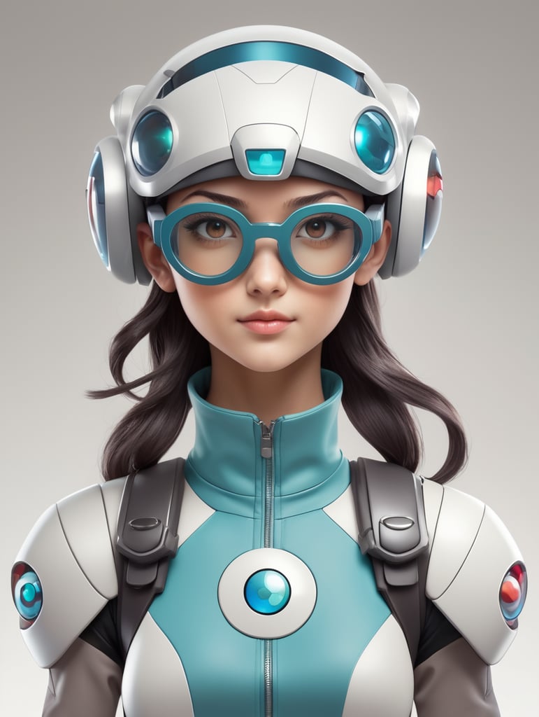 a cartoon-style pokemon trainer with futuristic glasses