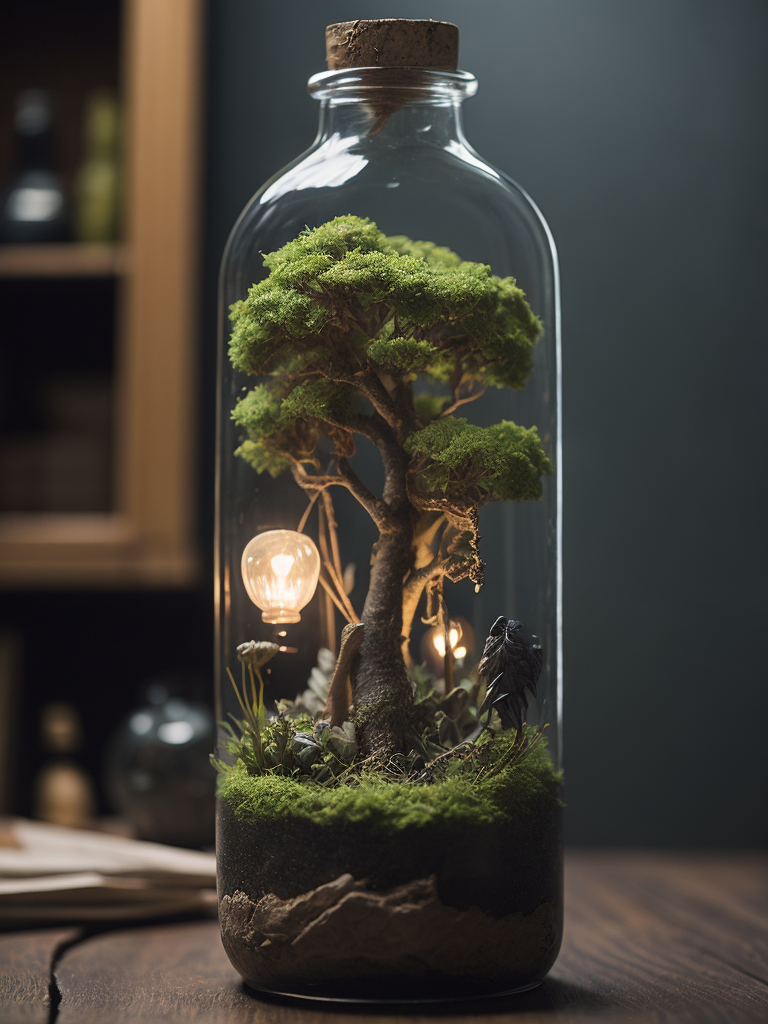 miniature world in the glass bottle