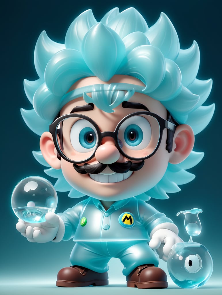 an image of mario bros in glasses, in the style of light silver and light aquamarine, infrared, toycore, yanjun cheng, translucent color, detailed perfection, ary scheffer