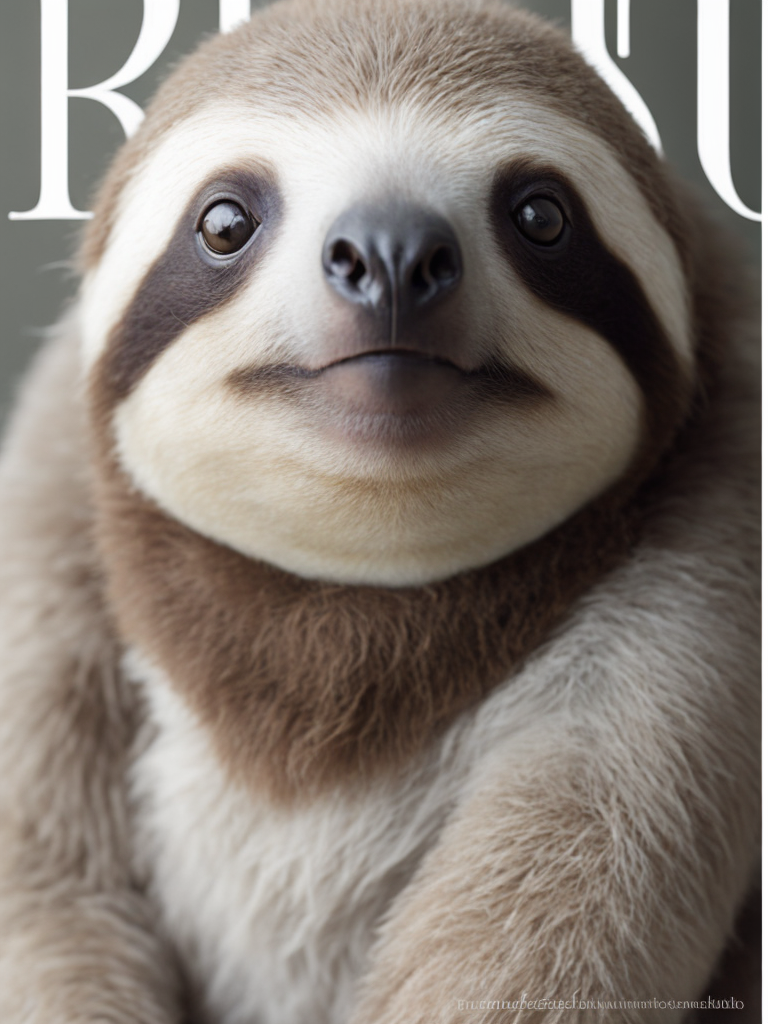 A sloth on the cover of a fashion magazine