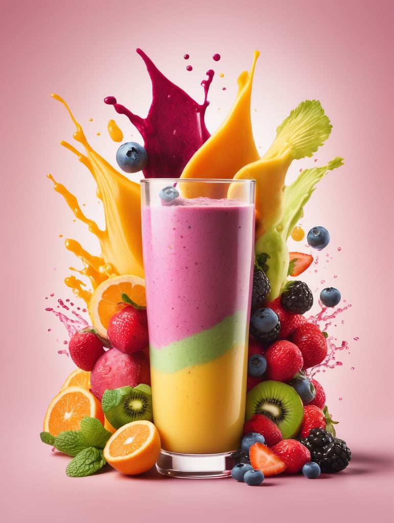 nutritious smoothie with a dynamic splash