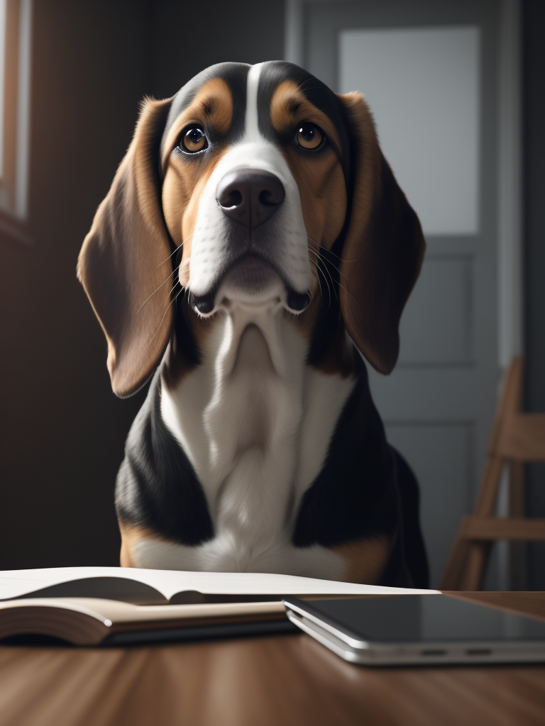 beagle taking a test