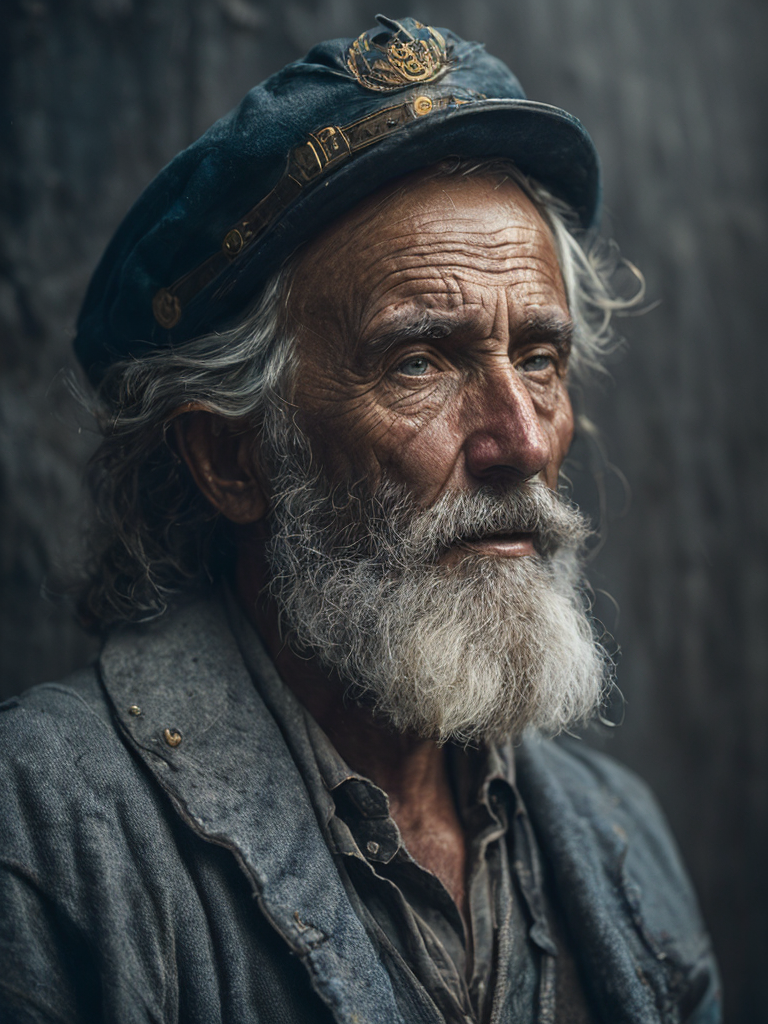 a wet plate photograph of a grizzled old sea captain