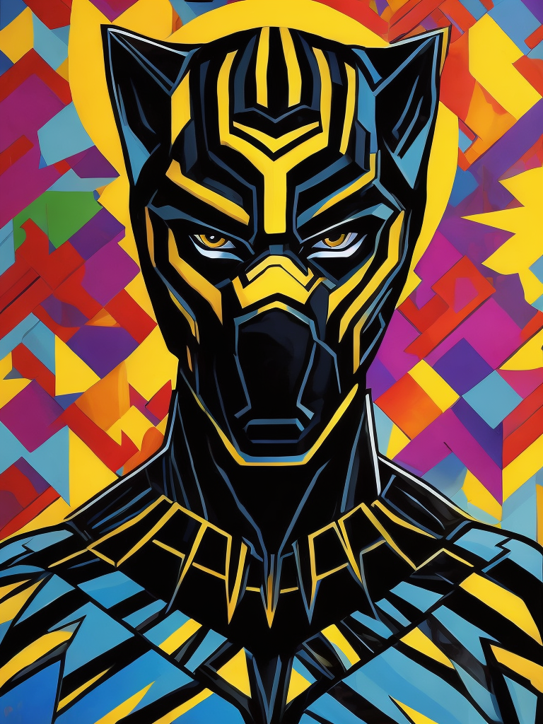 Ryan Gosling black panther, style of Romero Britto, Painting, Acrylic, Pop-Art, Brazil