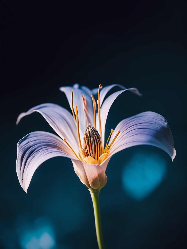 macro photo of a Bioluminescent Flower of a Lily, Glowing Bioluminescence
