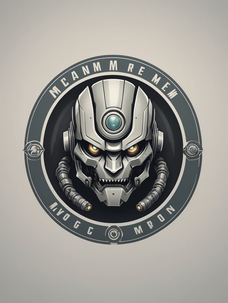 A logo for my gaming brand. A robot looking like monster in a circle logo