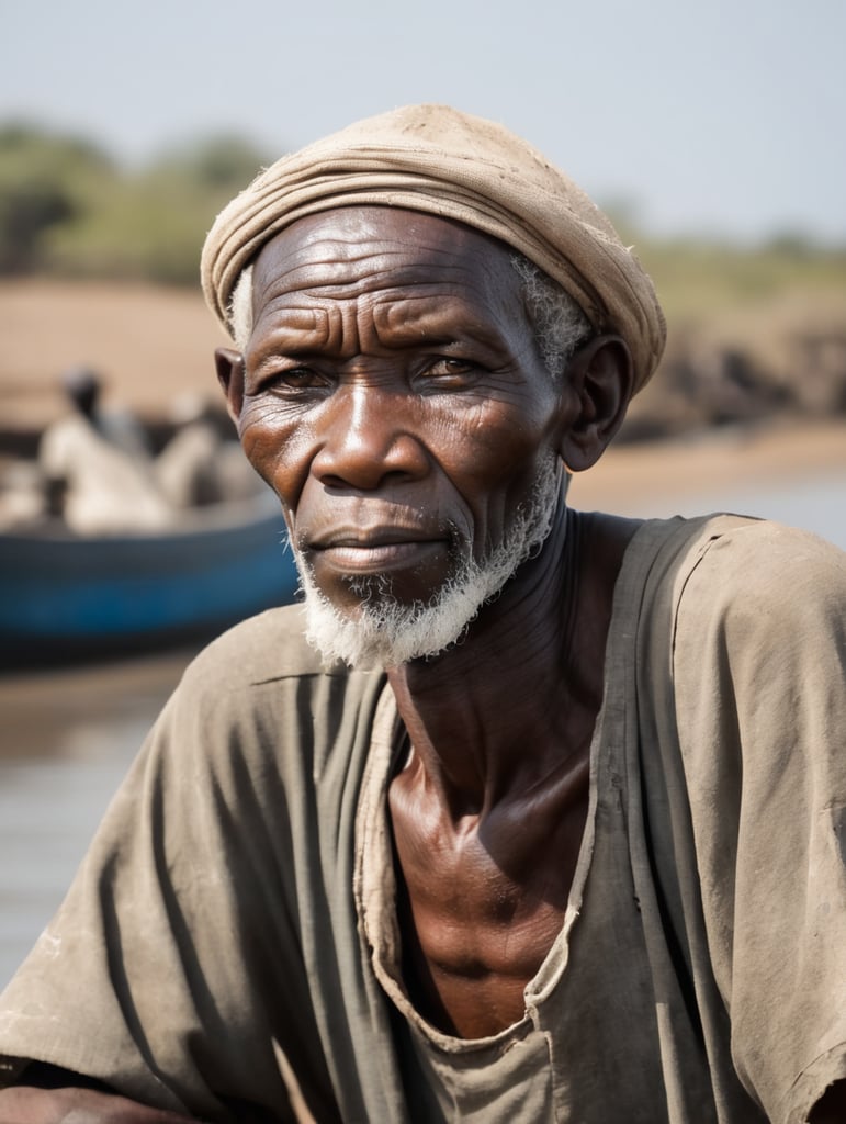 An old and poor African fisherman. His name is Nyamgontho son of ombare