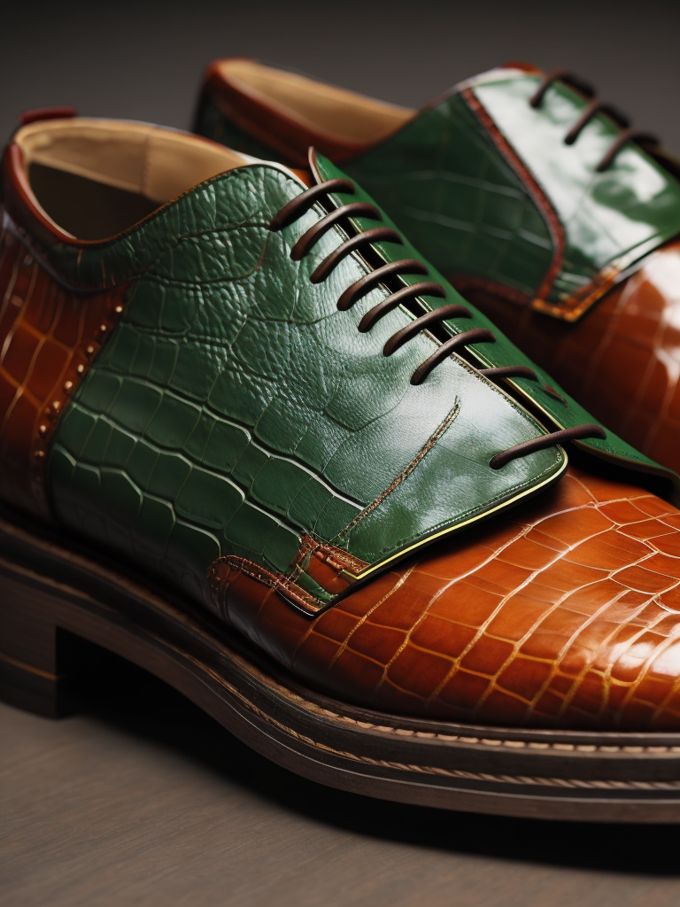 Super realistic gucci mexican gator skin shoe 3d octane render