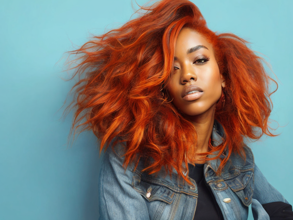 black women with ginger hair, professional photo, sharp on details