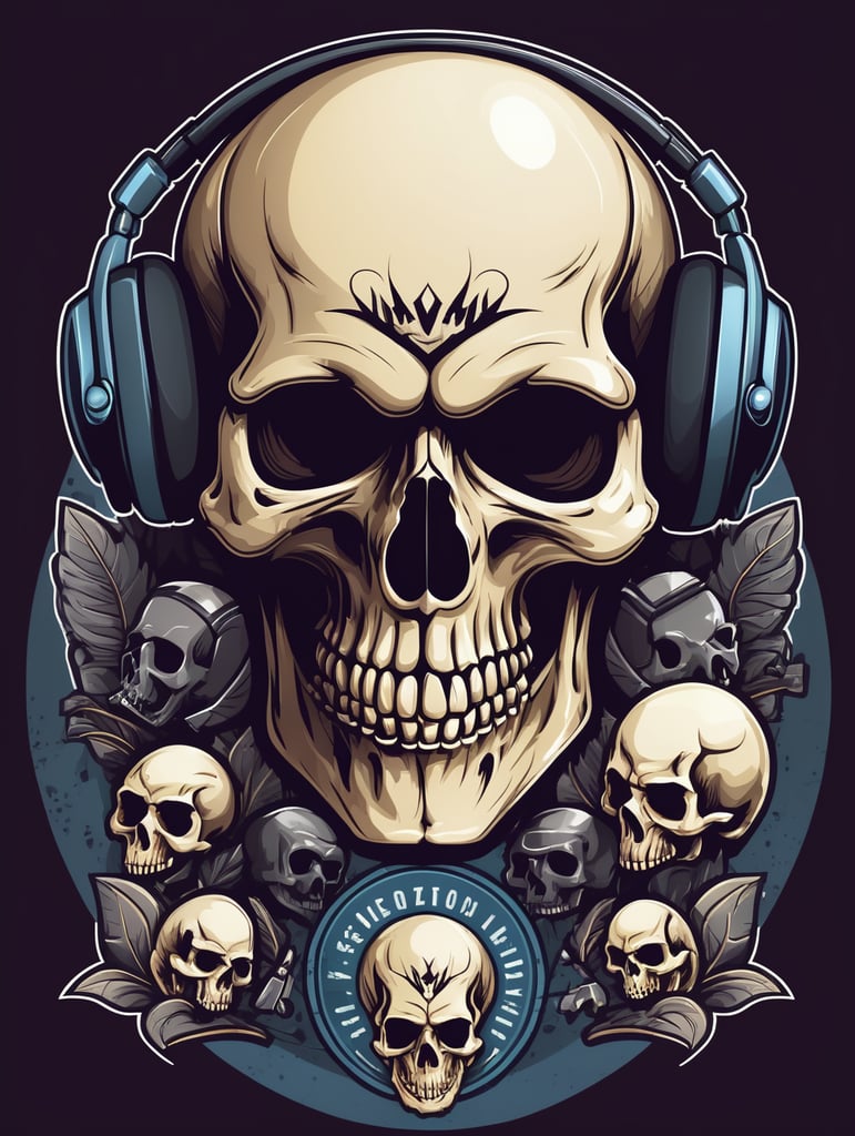 Skull detailed esports gaming logo, vector image