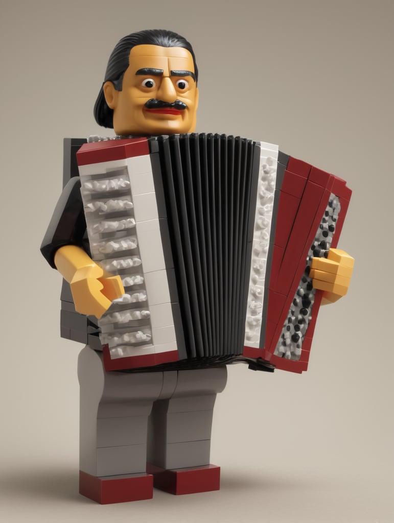 Flaco Jimenez as a Lego playing the accordion