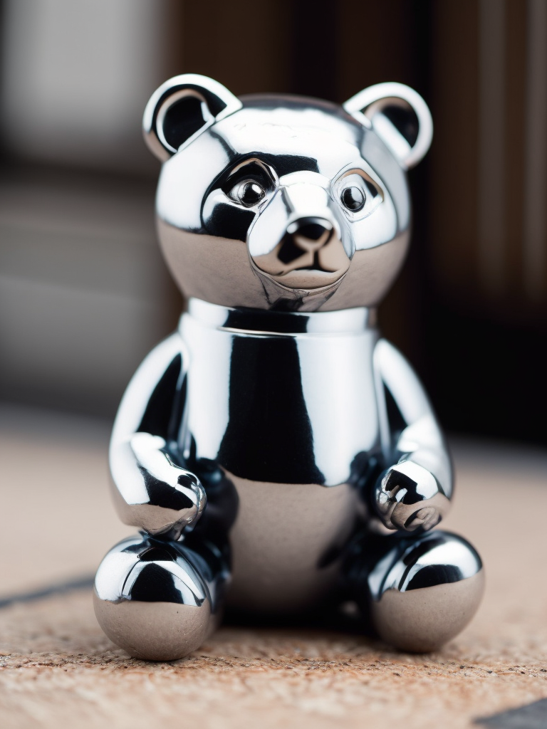 small chrome figure of a bear toy