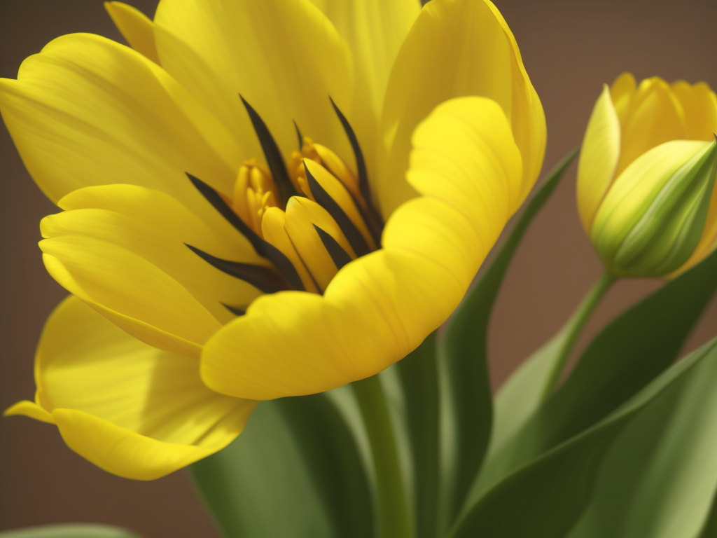 Yellow open tulip, delicate, beautiful