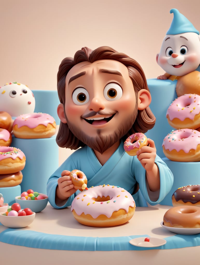 Jesus eating sweet donut