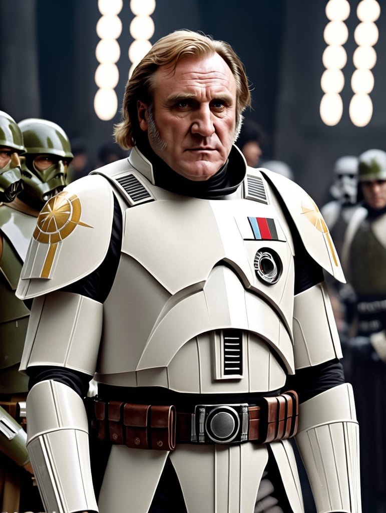 Gerard depardieu en tenue de général de l'empire de star wars