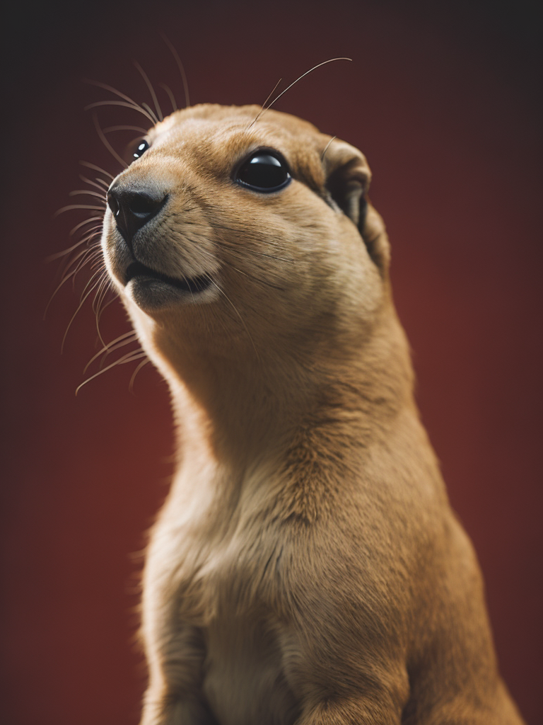 Prairie dog, portrait, simple background, red background, fat prairie dog, cute, animal, from side