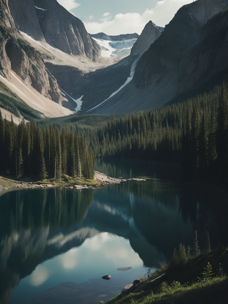 british columbia, surrounded by mountains and nature, beautiful lakes and rivers, volumetric lighting, photorealistic, insanely detailed and intricate, canadian rocky mountains, ultra hd, matte painting, radiant light rays, highres, highly detailed, concept art, Aesthetic, contrast light