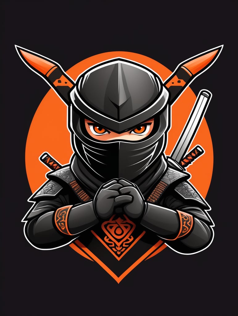 Ninja mascot logo, black background, e-gaming, Gaming Logo, illustration, vector image