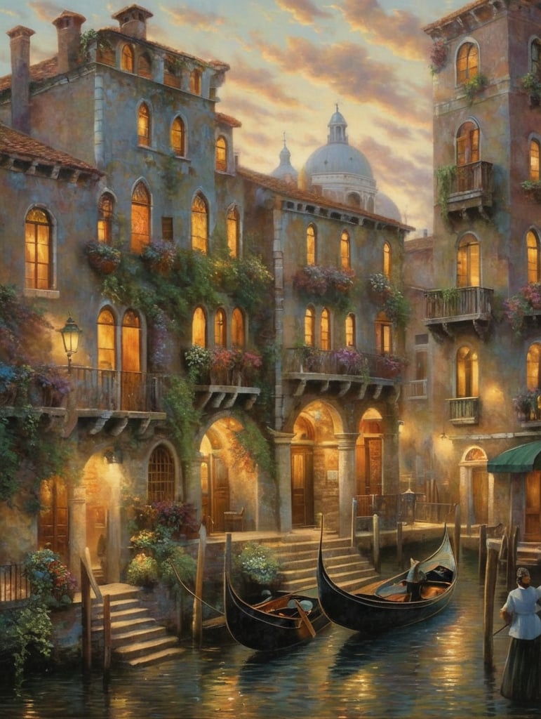 Venice folk art jigsaw Thomas kinkade style