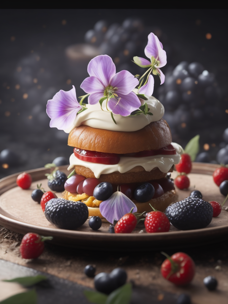 a stunning portrayal of food set within a dreamlike scene, inspired by the style of Les Nabis. Advertisement aesthetics infuse the scene with allure, celebrating the art of presentation. Immerse yourself in a world where flavors and artistry unite, inviting you to savor the beauty of the senses.