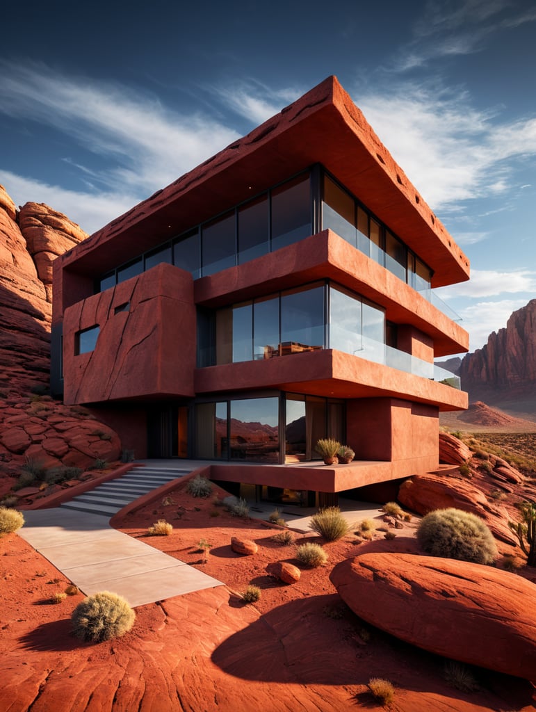 modern organic contemporary red rock desert house