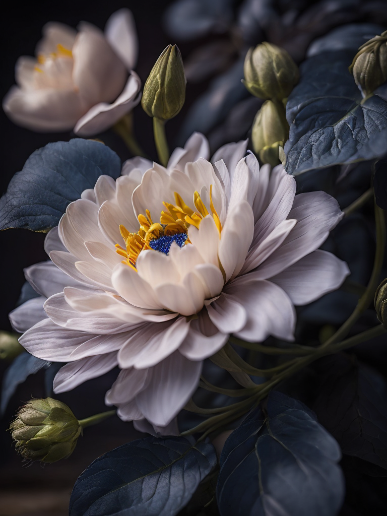 Flower, dark, deep colors, dark, atmosphere, dark blue