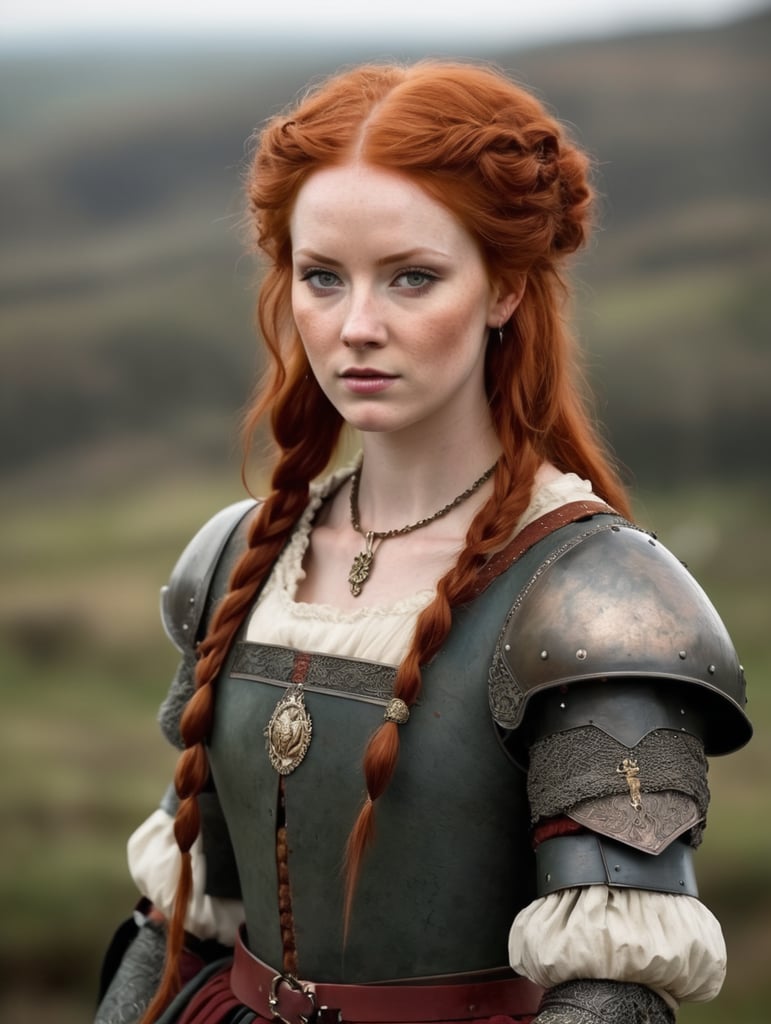 scottish princess from the 16th century red hair battle worn look