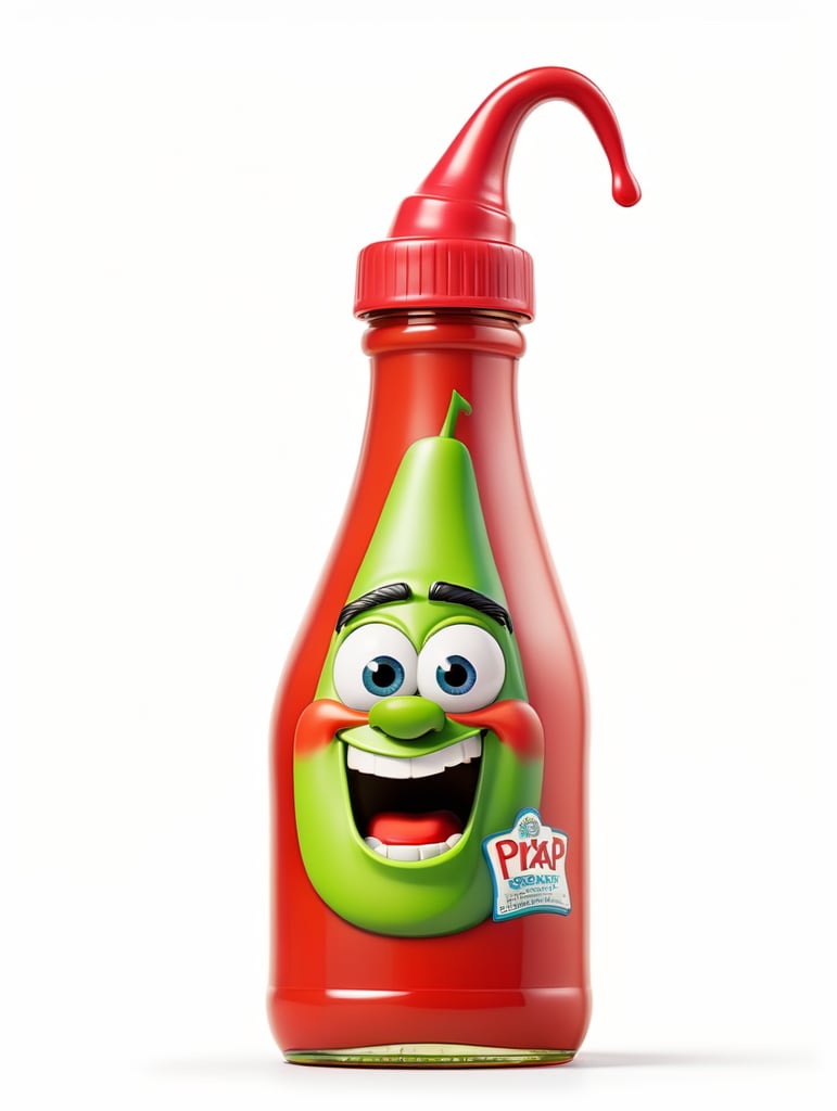 ketchup bottle, green cap, isolated, white background