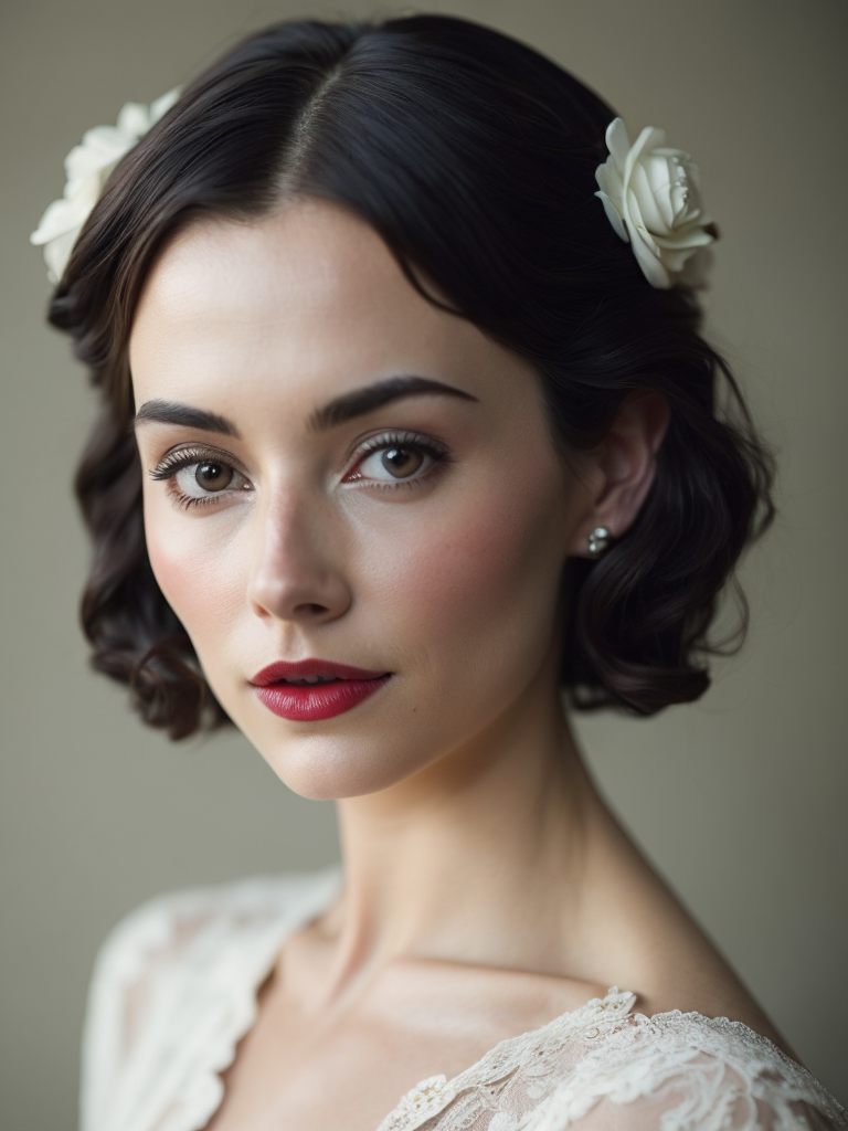 adorable Snow white, princess, delicate face, 1930s style