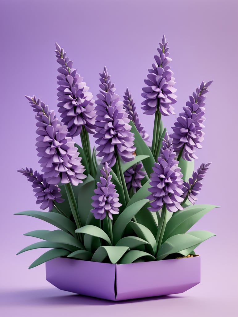 origami lavender flowers on lavander color background