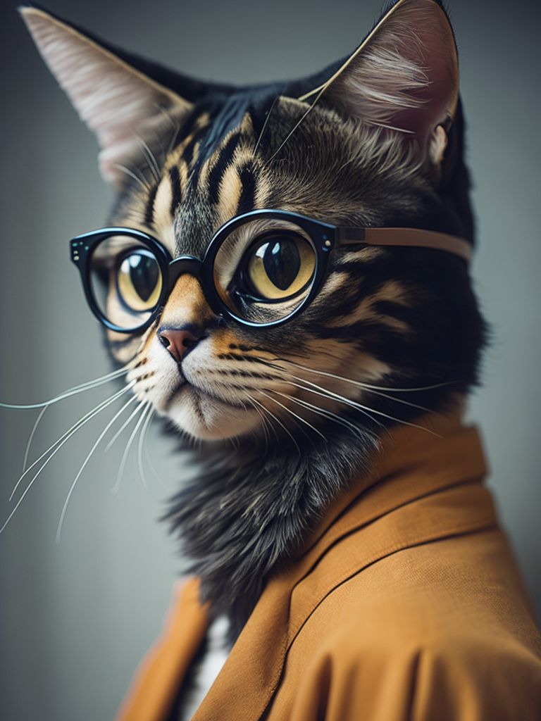 hyper-realistic, ultra-detailed photograph of a cat wearing glasses in old Renaissance ottoman home, hyper realistic, ultra detailed photograph, depth of field