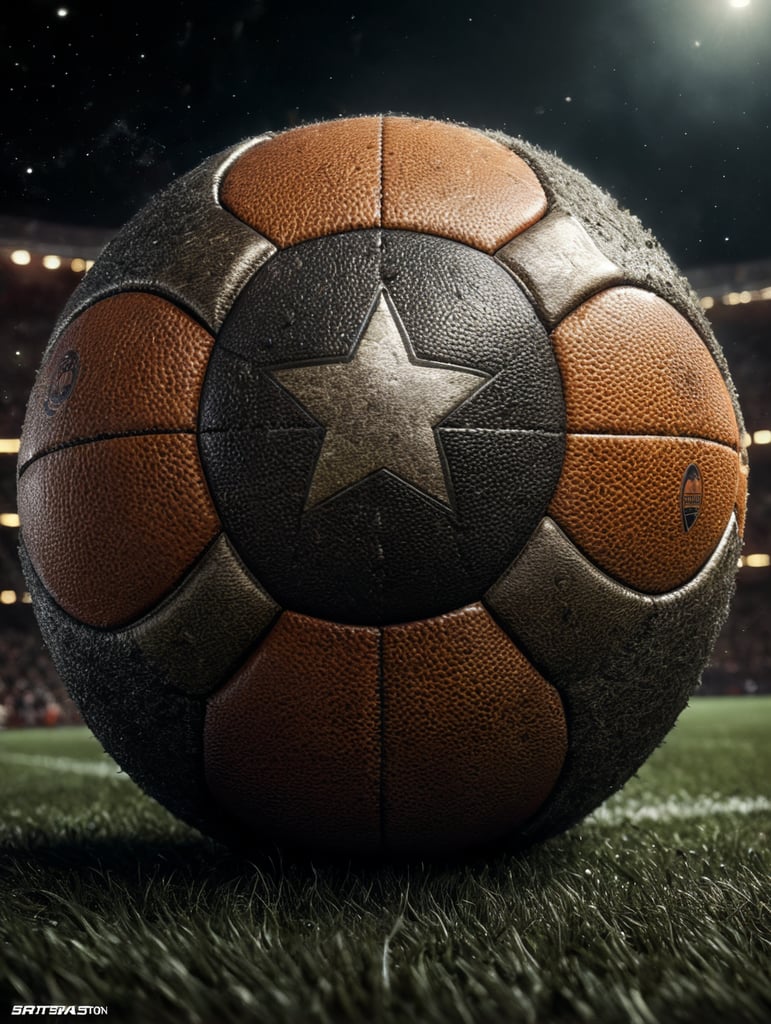 hairy football ball ina aspace full of bright stars and satalites
